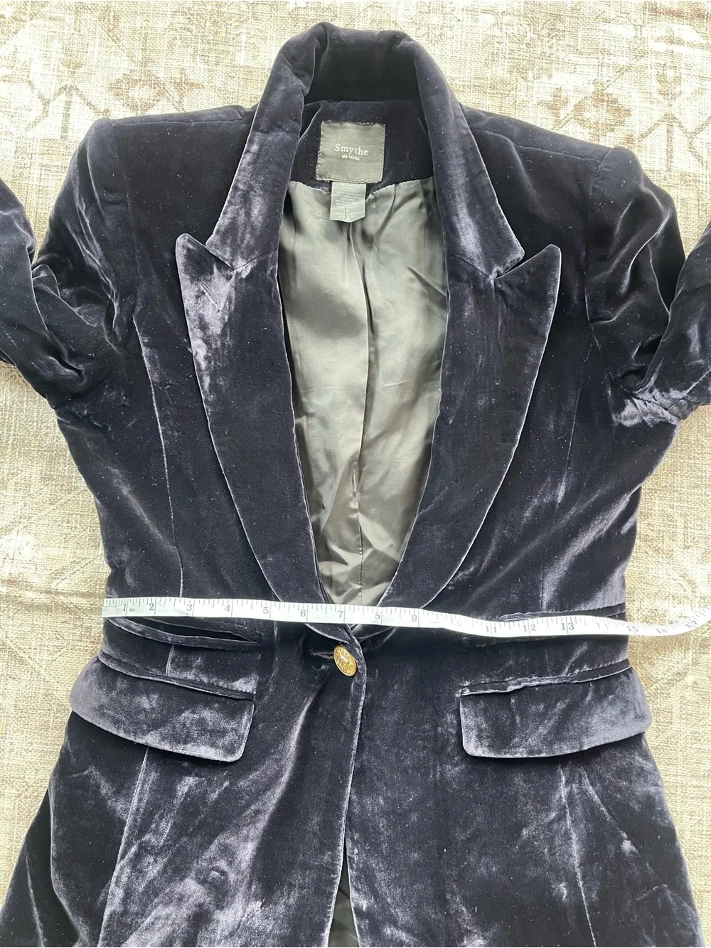 Smythe Velvet Single-Button Blazer in Dark Navy - Picture 6 of 9